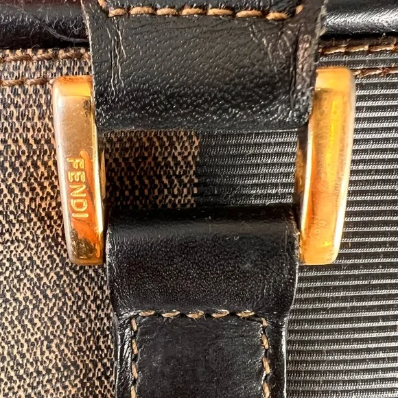 Fendi Black and Tan Striped Satchel - Picture 11 of 15